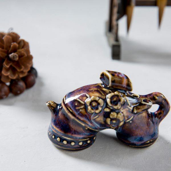 仿古瓷器 复古民国风格 窑变釉竹式水滴 文房用品 古董古玩收藏品