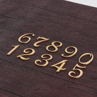 现货黄铜数字新字体酒店客房铜门牌号私房走廊标识铜数字牌五金