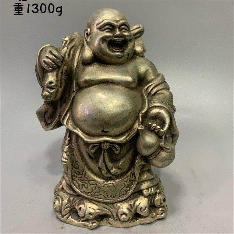 古玩杂项仿古铜器白铜书房居家摆件工艺品象财神手拿珠子
