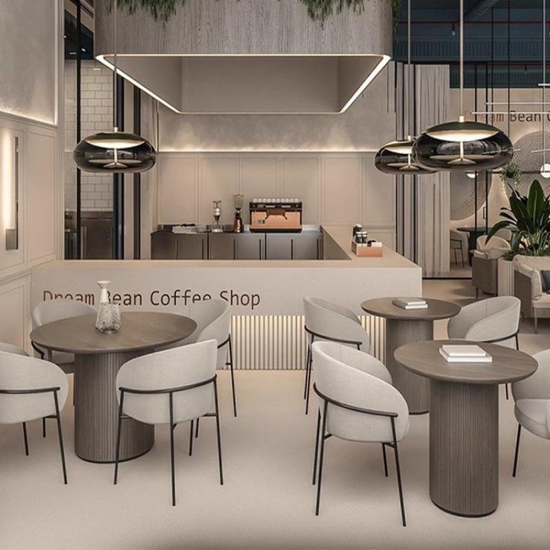 北欧简约餐桌椅工业风餐厅咖啡店奶茶店桌椅组合卡座沙发铁艺椅子
