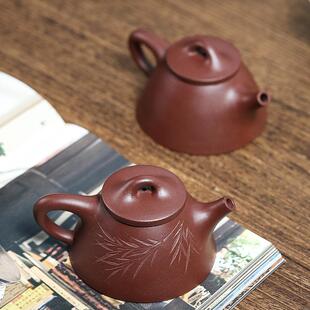 刻字画霸王石瓢刻字画原矿紫泥宜兴紫砂茶壶茶具传统手工送恩师长