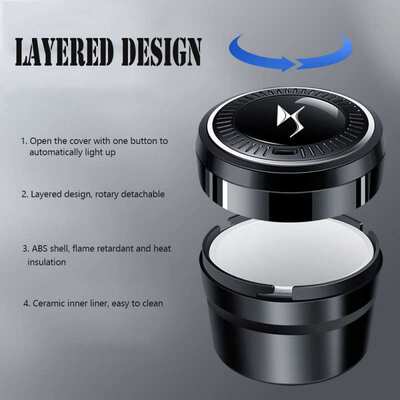 Car Ashtray Flame Retardant Vehicular Ashtray with LED Light