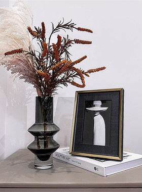 轻奢现代家居样板房茶几床头w柜装饰品摆件高级感软装花艺组合摆