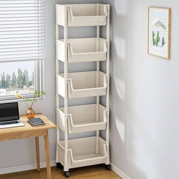 书架落地儿童家用简易储物柜多层带轮窄缝小书柜靠墙边收纳置物架,收纳整理,书桌收纳置物架,淘宝优惠券,粉丝福利购,淘宝优惠卷