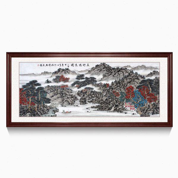 界家居 名家字画手绘真迹客厅办公室山水水墨装饰画五行鸿运图