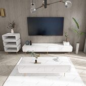 烤漆一体成型茶几电视柜简约时尚 后现代北欧风小户型可带灯轻奢