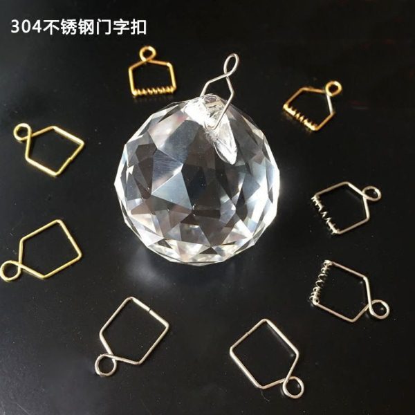 水晶灯饰配件大全老式长条老款挂针坠304不锈钢水晶球挂钩门字扣图片