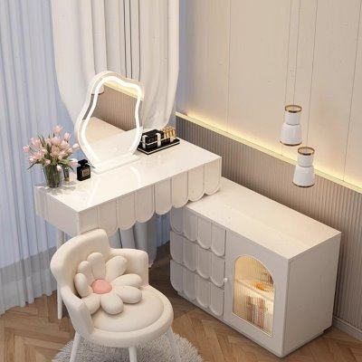 法式奶油风梳妆台收纳柜一体轻奢现代简约可伸缩岩板化妆桌卧室,住宅家具,梳妆台/桌,淘宝优惠券,粉丝福利购,淘宝优惠卷