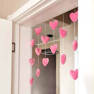 家居门帘挂件隔断帘装饰帘入户门结婚线帘网红玄关桃心免打孔半帘