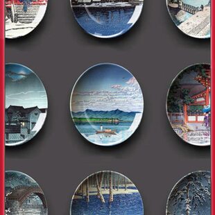 日式风情画装饰挂盘子壁挂盘墙挂盘子挂盘画盘圆盘挂墙盘川瀬巴水