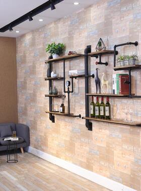 美式铁艺水管置物架 复古工业风壁挂酒架 创意墙壁收纳装饰架书架