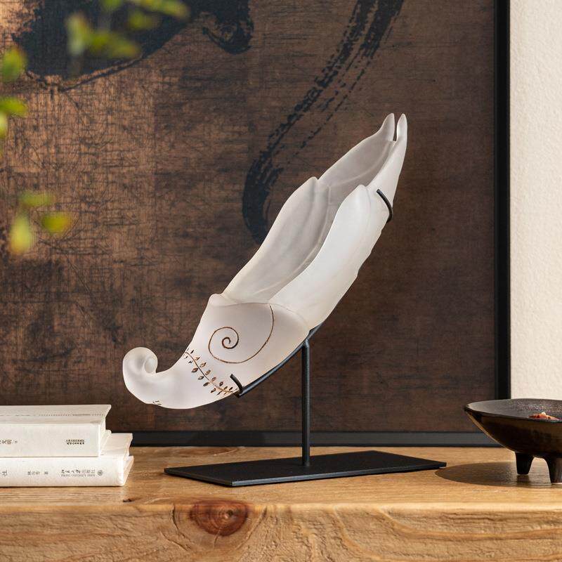 现代新中式半透明磨砂工艺品茶室禅意艺术小摆件样板间创意装饰品