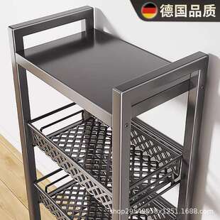 不锈钢厨房置物架放蔬菜篮子锅具收纳架落地多层多功能家用小推车