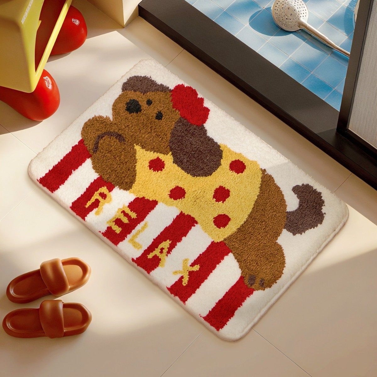 卡通仿羊绒地垫家用浴室吸水耐脏速干地垫卧室床边毯入户门口脚垫,居家布艺,入户地垫,淘宝优惠券,粉丝福利购,淘宝优惠卷