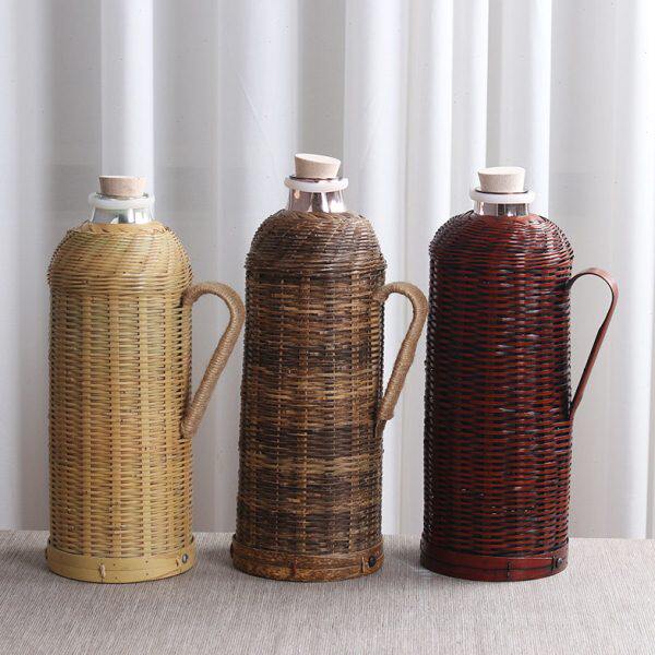 竹编热水壶家用老式开水瓶复古暖壶玻璃内胆茶室保温瓶民国暖壶