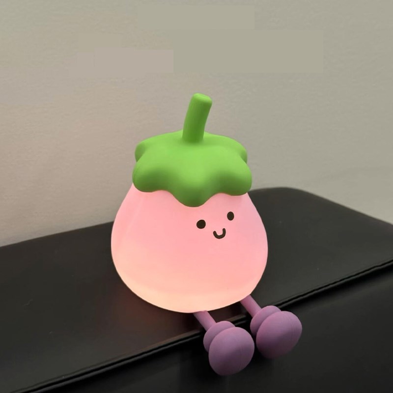 茄子小夜灯卧室睡眠灯夜间床头氛围感小夜灯20R24新款硅胶拍拍灯
