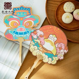 良渚博物院 良渚文化玉鸟神人兽面纹小团扇个性休闲礼物扇子