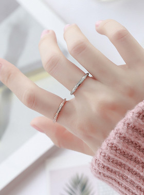 冷淡风chic戒指女时尚s网红细版磨砂男女情侣对戒尾戒个性钛钢食