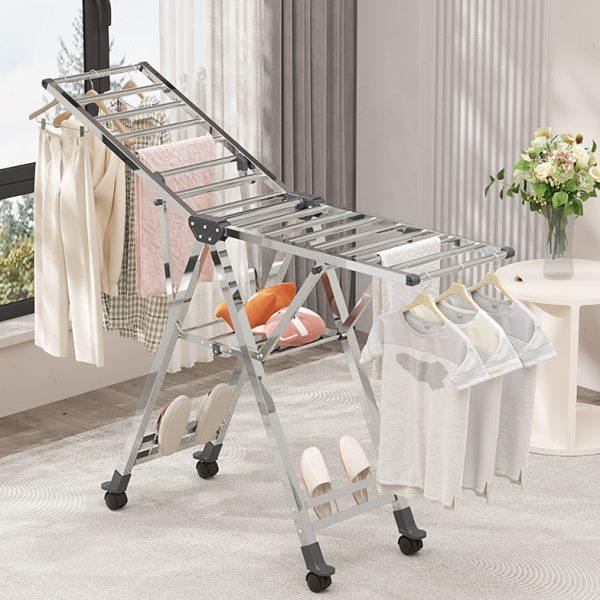 不锈钢晾衣架折叠落地家用阳台晒被子神器晾衣杆户外晒衣架挂衣杆,收纳整理,置地/升降晾晒衣架,淘宝优惠券,粉丝福利购,淘宝优惠卷