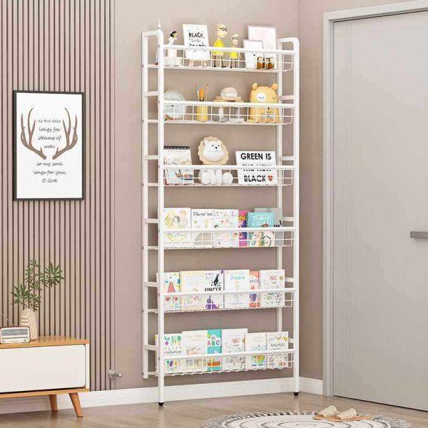 门后书架落地置物架壁挂一体靠墙铁艺儿童简易家用极窄夹缝收纳柜,收纳整理,暖气片置物架,淘宝优惠券,粉丝福利购,淘宝优惠卷