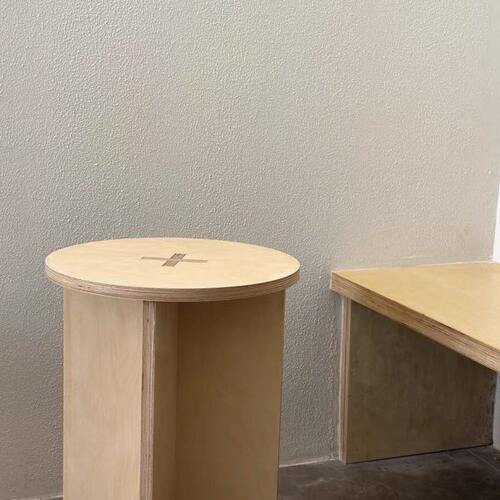 E0级桦木海洋板定制咖啡店甜品屋民宿长凳短凳茶几组合展示置物架