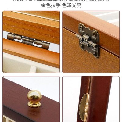 一航 2层 木笔盒 文具盒 大容量 20支装 钢笔 圆珠笔 都可装 木盒