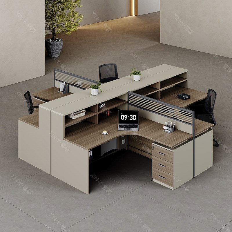 职员办公桌椅组合l双人财务办公桌办公室屏风隔断四人位员工位家