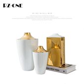 现代简约几何层叠陶瓷花器花瓶摆件北欧轻奢样板房售楼处玄关饰品
