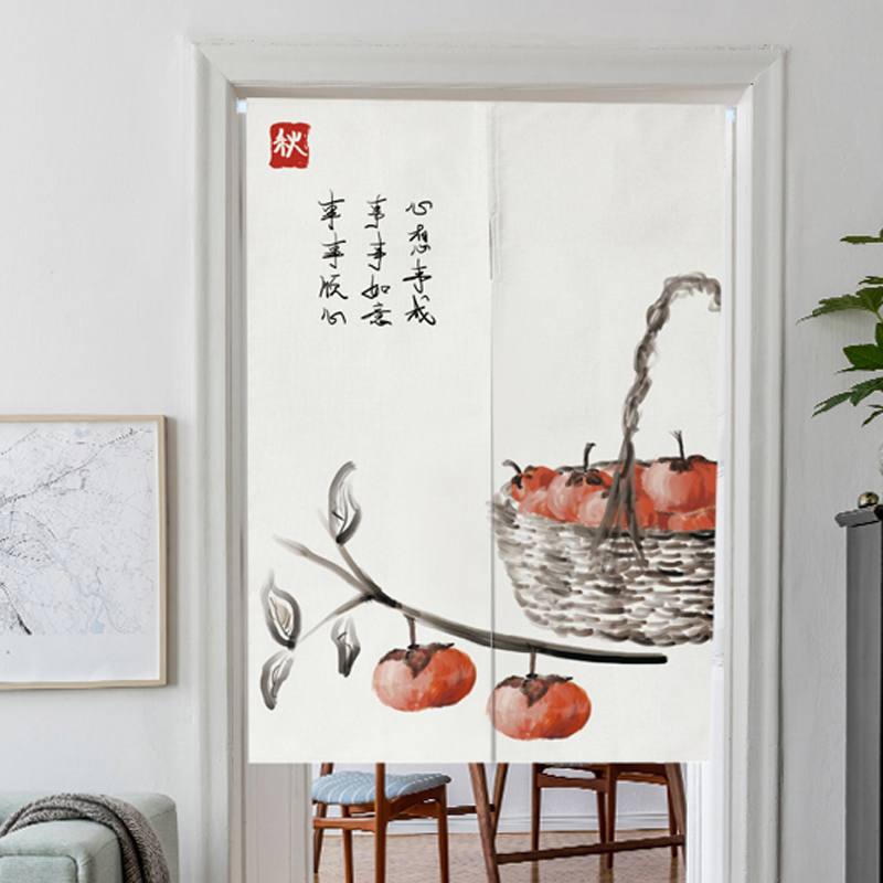 门帘布艺中d式水墨风可支持定制饭店隔断门帘厨房帘卫生间卧室半