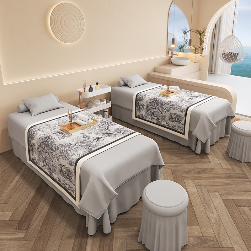 高端美容床罩四件套高档轻奢w美容院按摩头疗床专用床品单件四季
