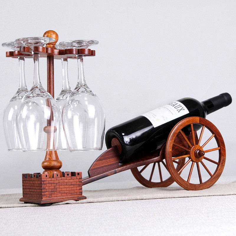 红酒架家用客厅家装摆设摆件实木中国风酒杯架子中式高脚杯酒瓶架