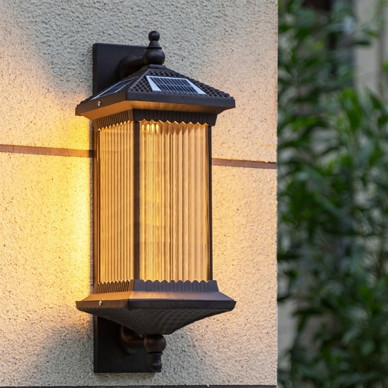 太阳能壁灯e新中式防水户外别墅大门超亮复古庭院灯别墅外墙阳台