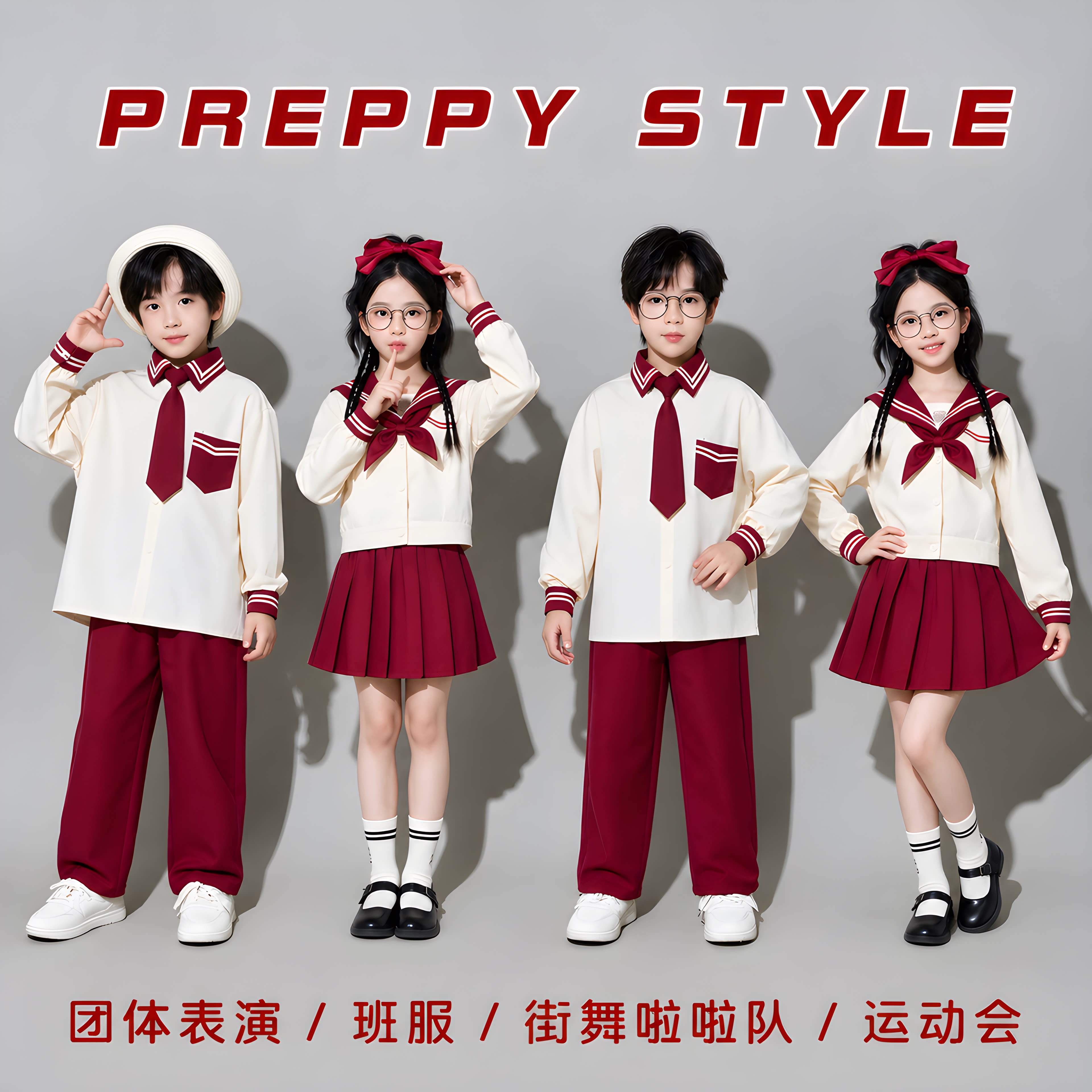 儿童啦啦队演出服团体表演服