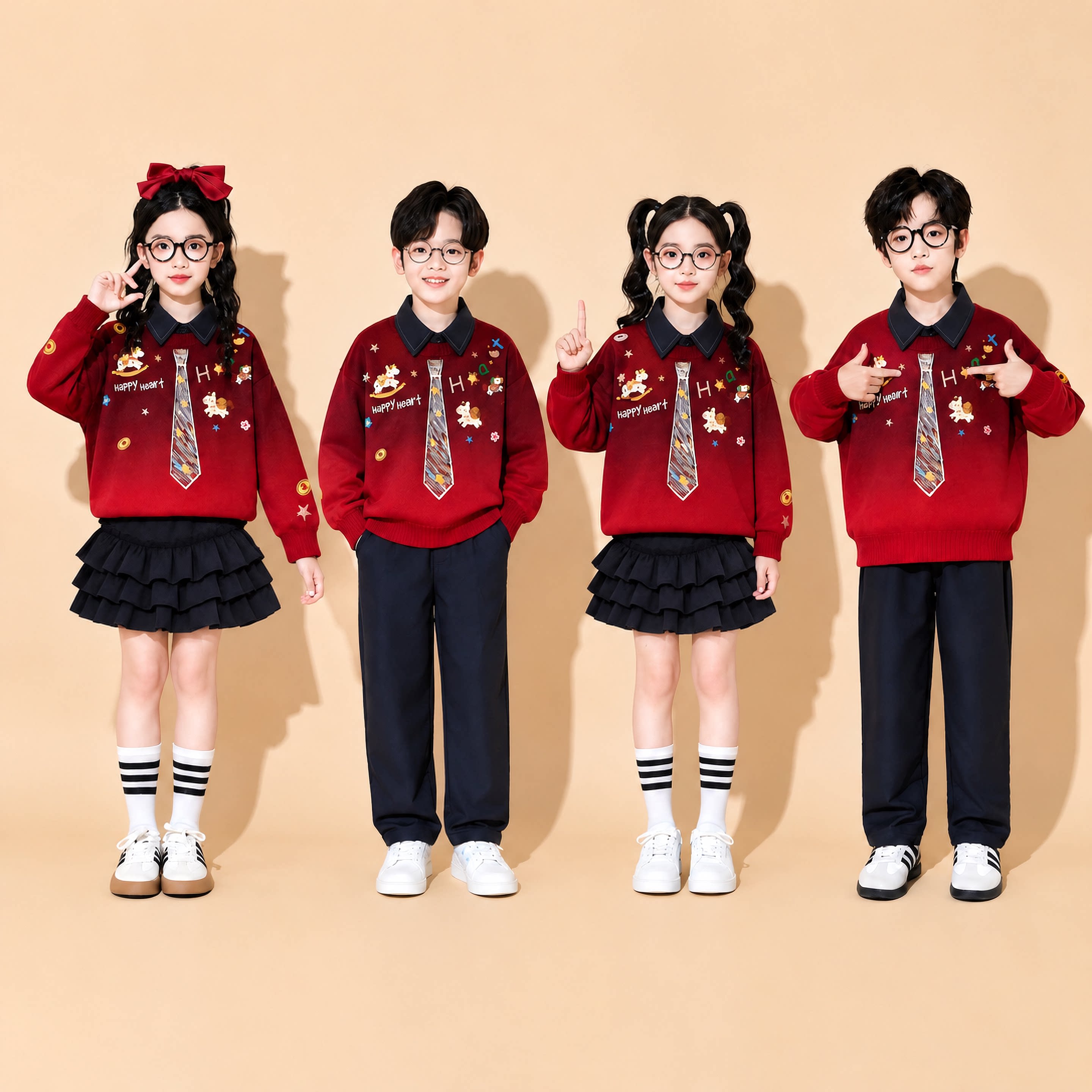 元旦儿童合唱服小学生英伦学院风