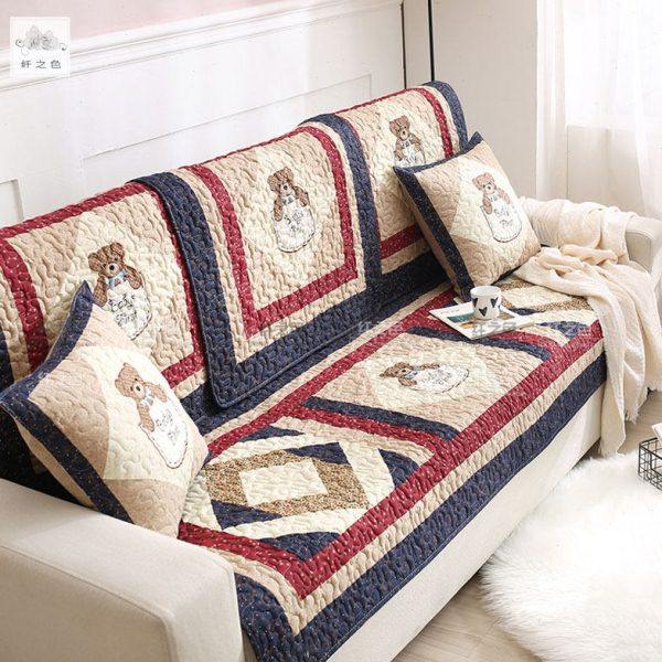 韩式可爱沙发垫全棉拼布防滑布艺绗缝盖巾家用坐垫子可水洗纤之色