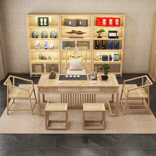 新中式白蜡木1米8茶桌茶台实木茶桌椅组合茶空间泡茶桌茶室茶几