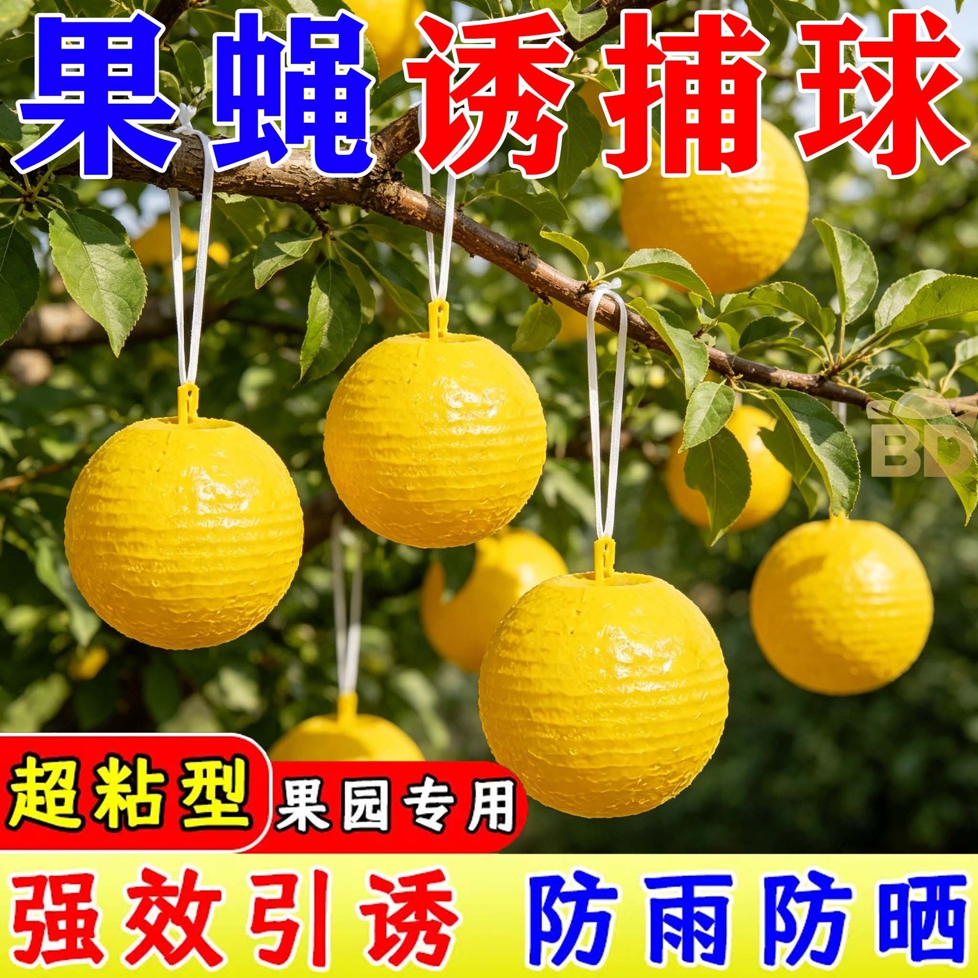 粘虫球丝瓜果实蝇贴诱蝇球针蜂马蜂色引诱剂果蝇诱捕器双面粘蝇纸