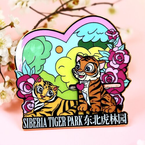 网红东北虎金属滑轨动态冰箱贴