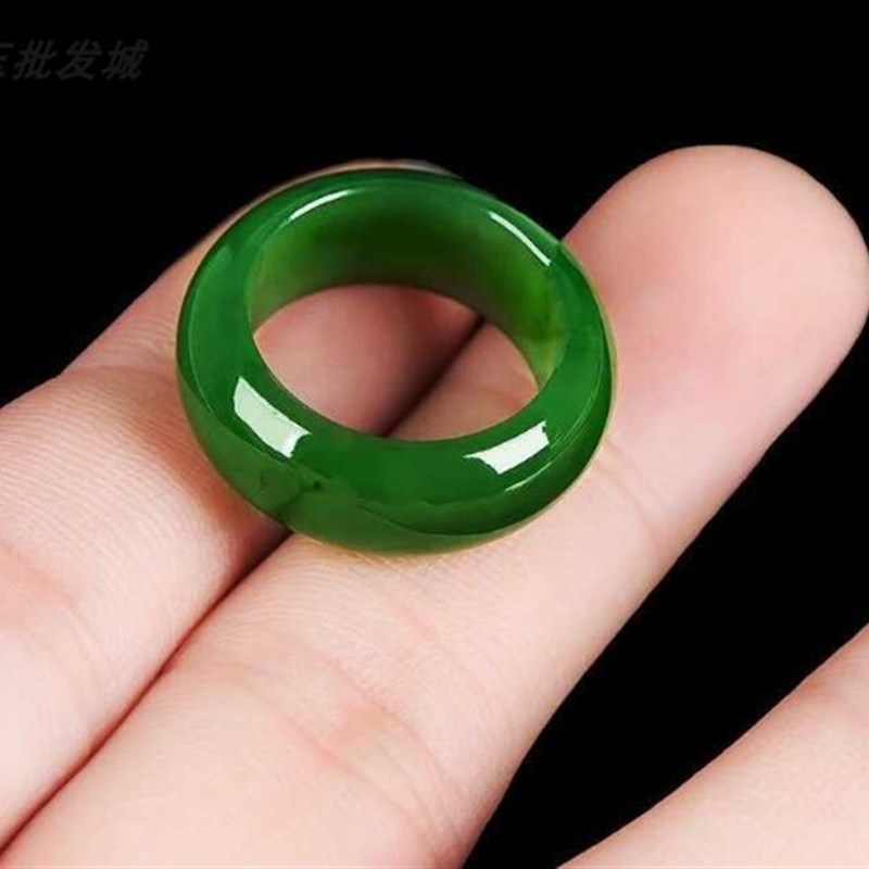 和田玉碧玉戒指和田玉指环扳指新坑碧F玉菠菜绿玉环男女款玉石戒