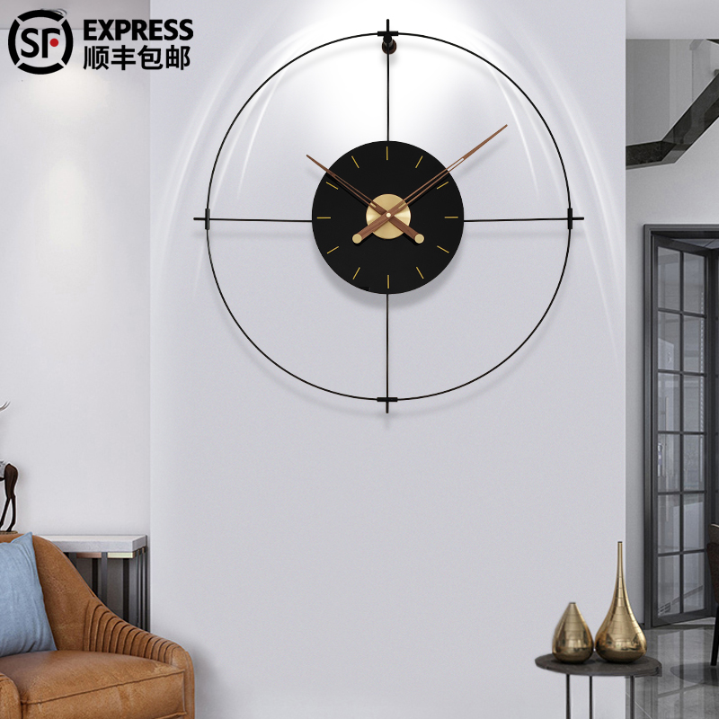 现代简约静音钟表挂钟家用客厅时尚个性轻奢时钟网红创Z意艺术壁