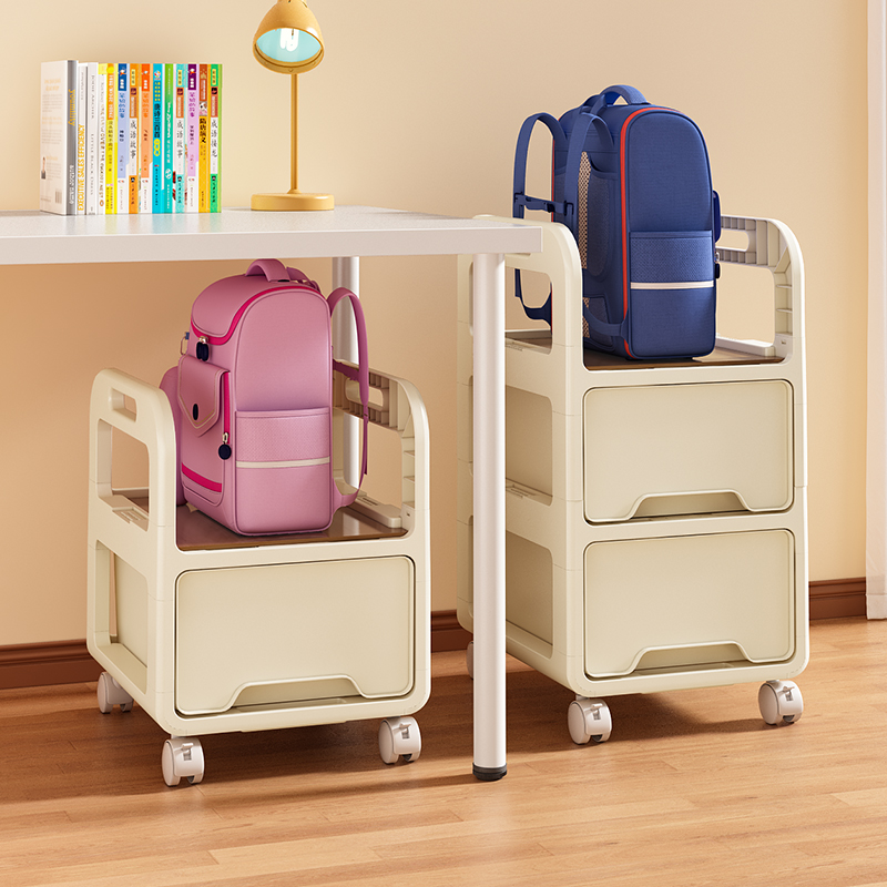 书包架置物架落j地可移动小推车桌下多层放置书本收纳架放书包神