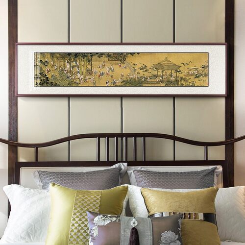 客厅房子式新中图卧室装饰画横幅画百间挂画定做背景墙壁画床头