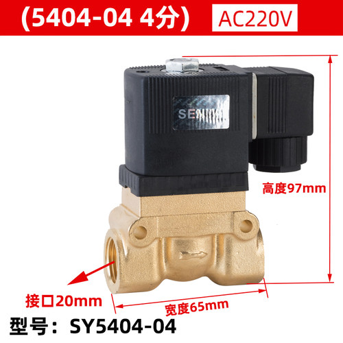高压电磁阀SY5404-04 2分4高6阀1寸吹瓶机气阀船用分压分220V 24v