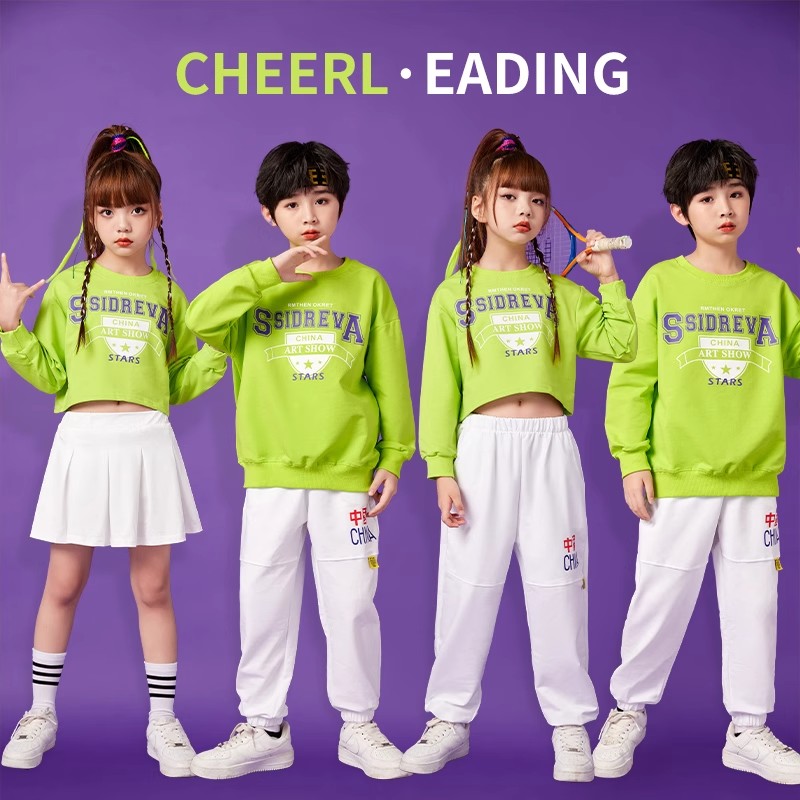 儿童啦啦队演出服男女童嘻哈风
