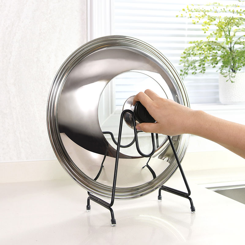 台面式黑色304不锈钢厨房锅盖置物架 放大炒菜锅盖架子菜板收纳架