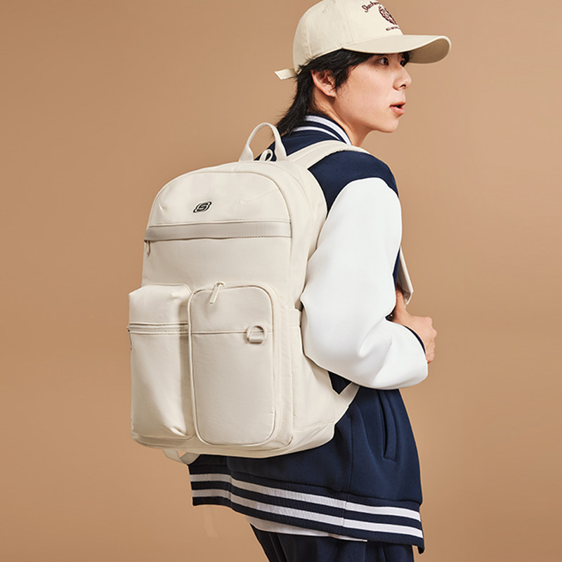 斯凯奇秋男女同款双肩背包防水面料精致时尚潮流百搭舒适