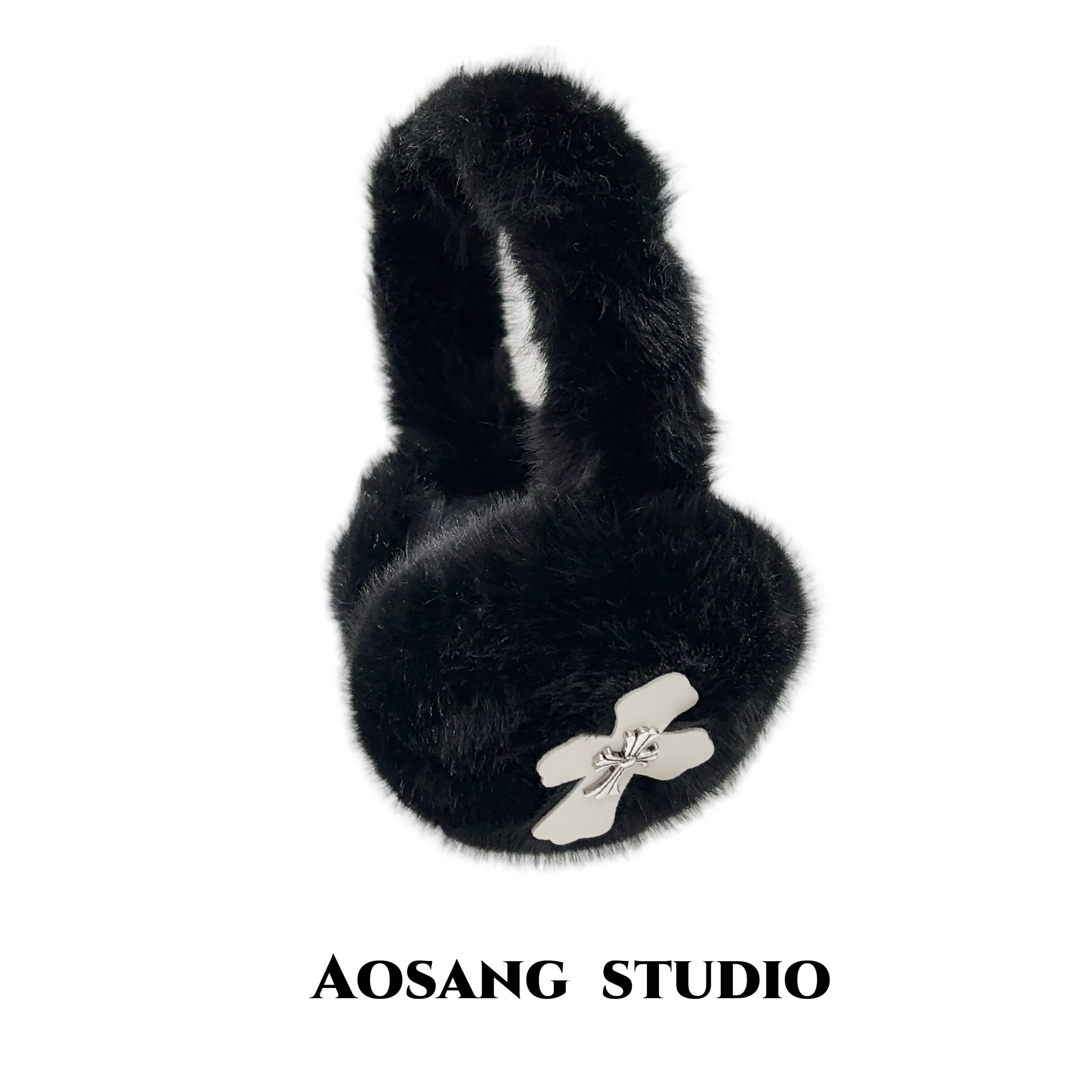 可爱亚比毛绒耳罩秋冬季加厚保暖黑白防寒耳套百搭耳包情侣耳罩