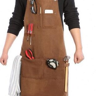 新款木工围裙汽修围裙园林工匠理发过蜡帆布烧烤围裙热转印logo