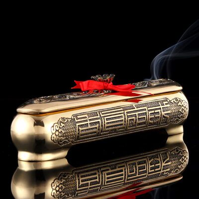 佛具用品供佛铜香炉卧室点香铜雕卧香炉线香盒莲花香薰炉香插包邮