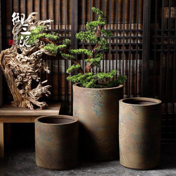 粗陶坛子复古大型落地花瓶庭院陶瓷落地大缸水缸花盆鱼缸庭院别墅,家居饰品,花盆,淘宝优惠券,粉丝福利购,淘宝优惠卷